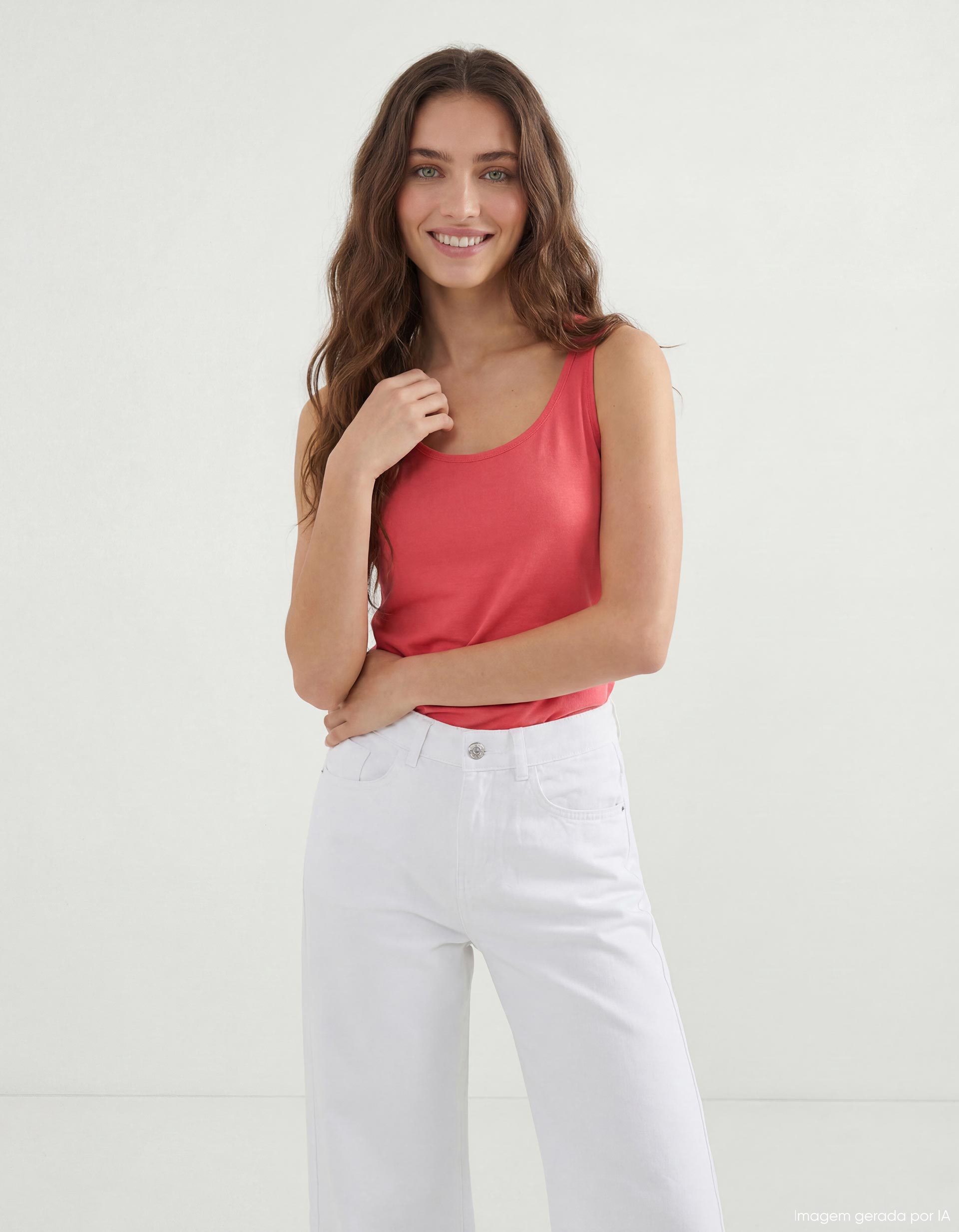 Top, Mulher, Coral