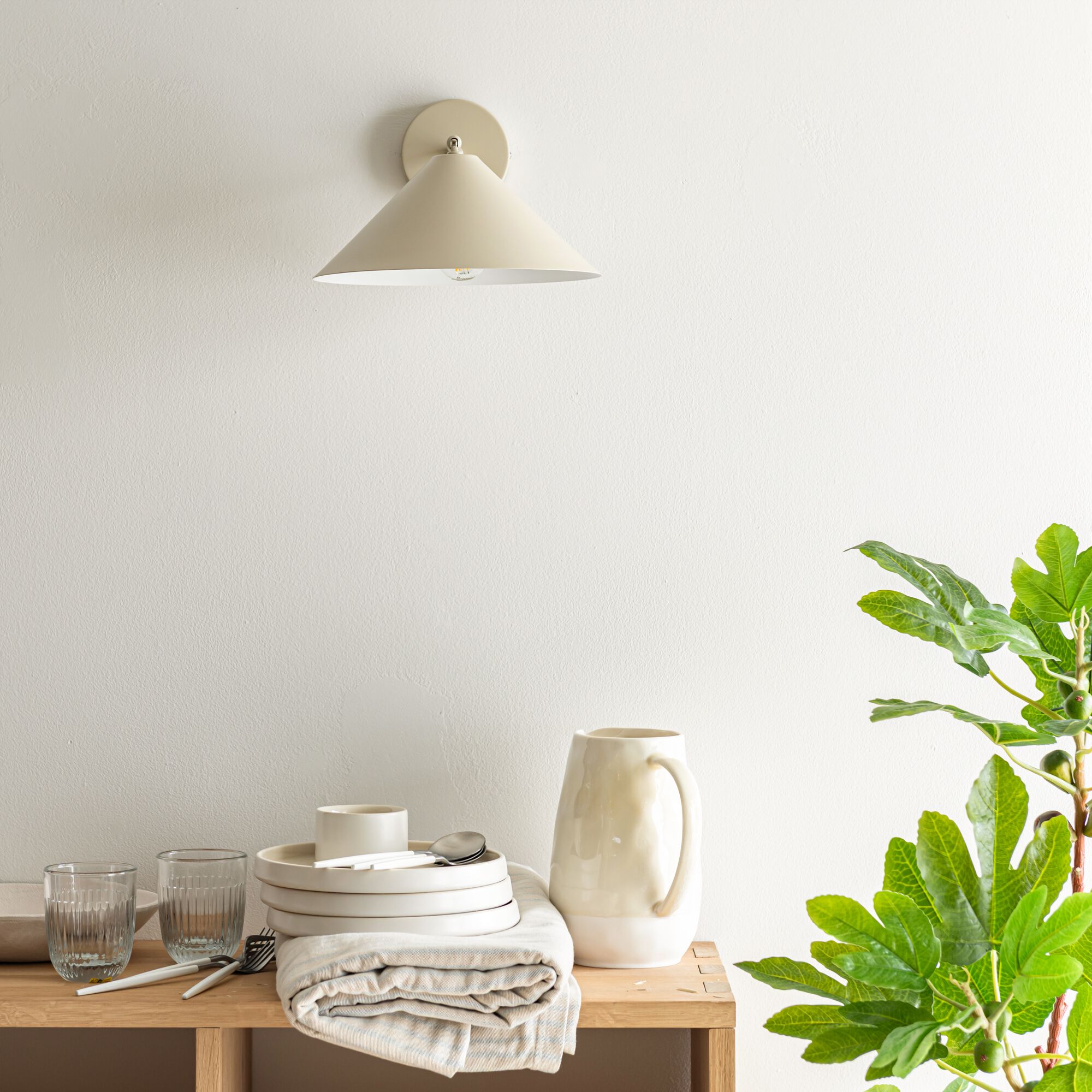 RAVENNE - Applique murale électrifiée en fer D25cm - beige sable