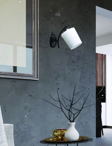 Lampa kinkiet ESNYR chromowy czarny 1x40 e27 klosz biały