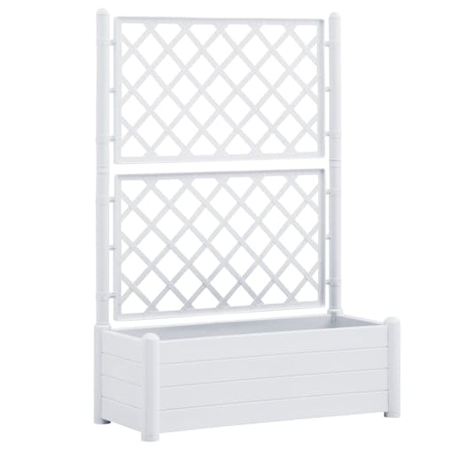 NNEVL Garden Planter with Trellis 100x43x142 cm PP White