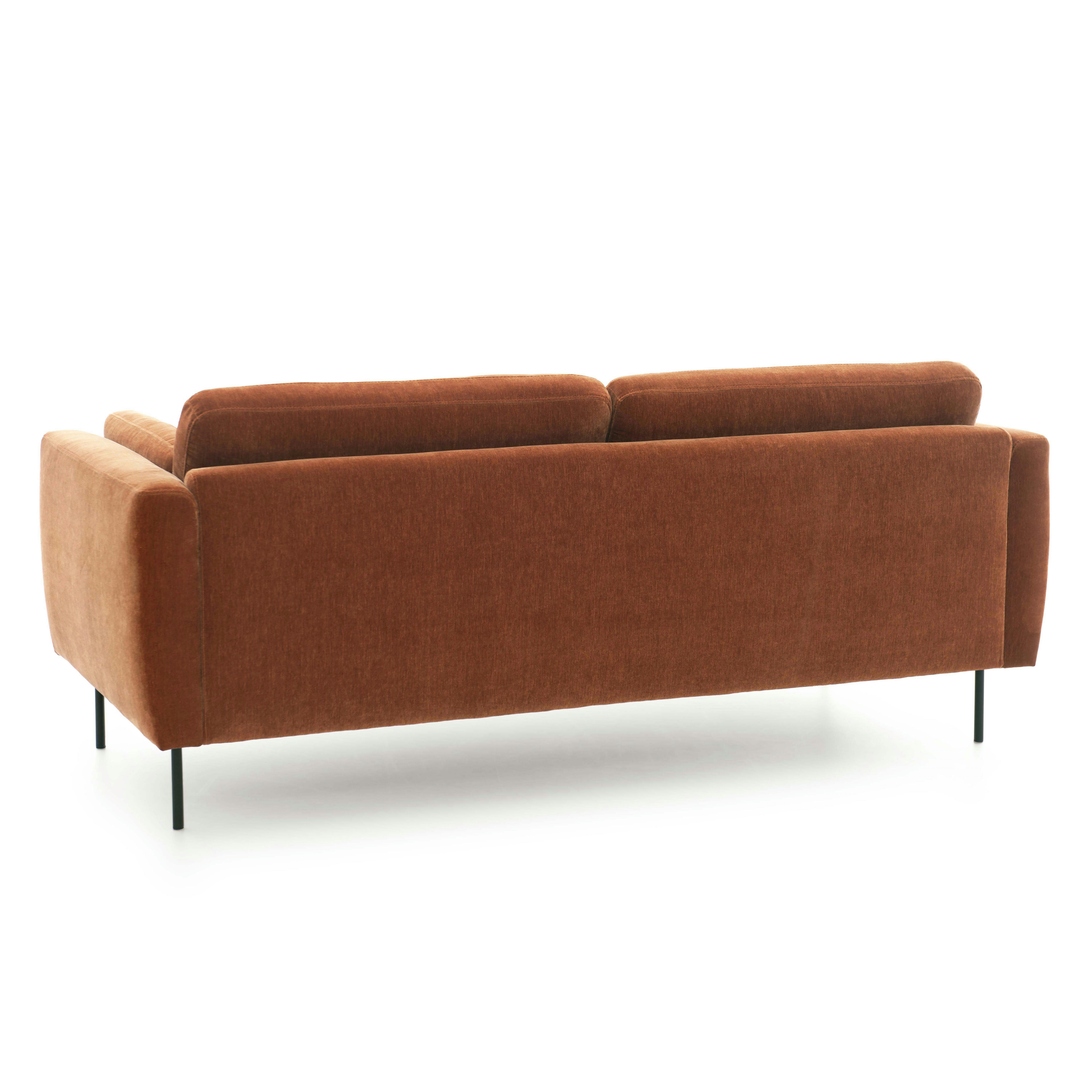 LARS - Canapé en velours 3 places rouille