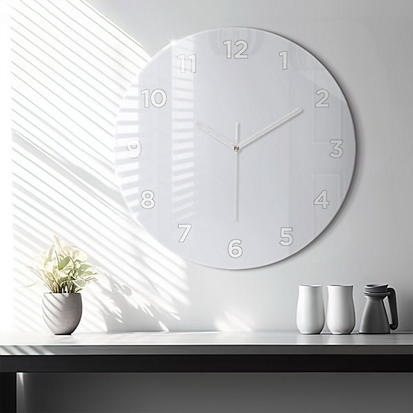 Horloge murale Wallfluent fi60 cm Avec chiffres Aiguilles blanches Blanc 1 pcs