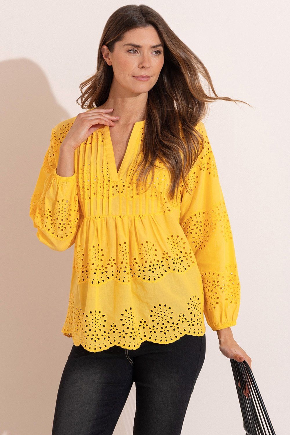 Klass. Embroidered Eyelet Cotton Top