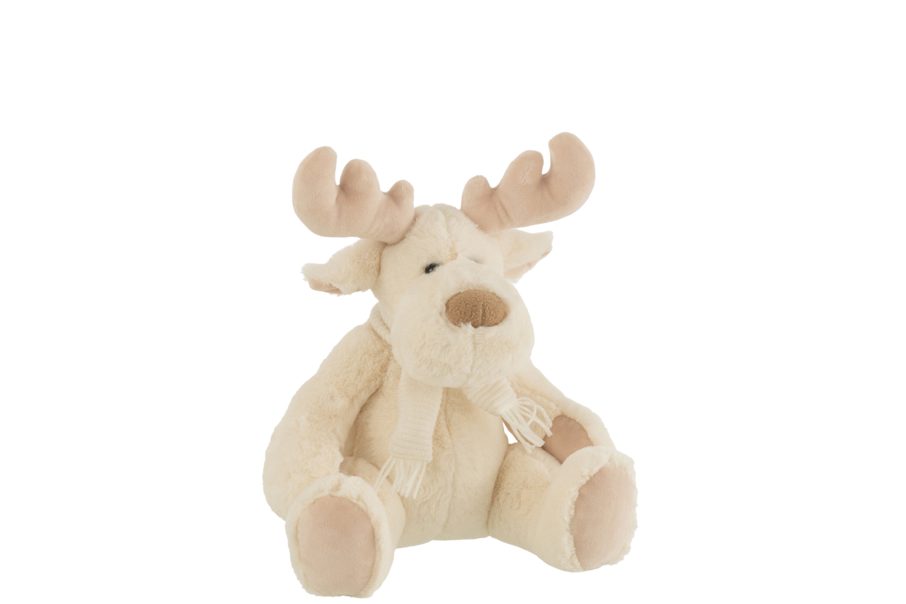 J-Line knuffel Rendier   Sjaal zittend - textiel - wit/beige - medium