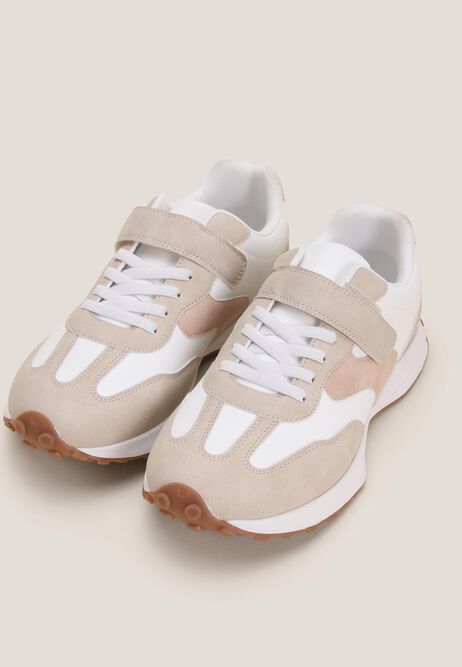 Girls Cream Casual Retro Runner Trainers