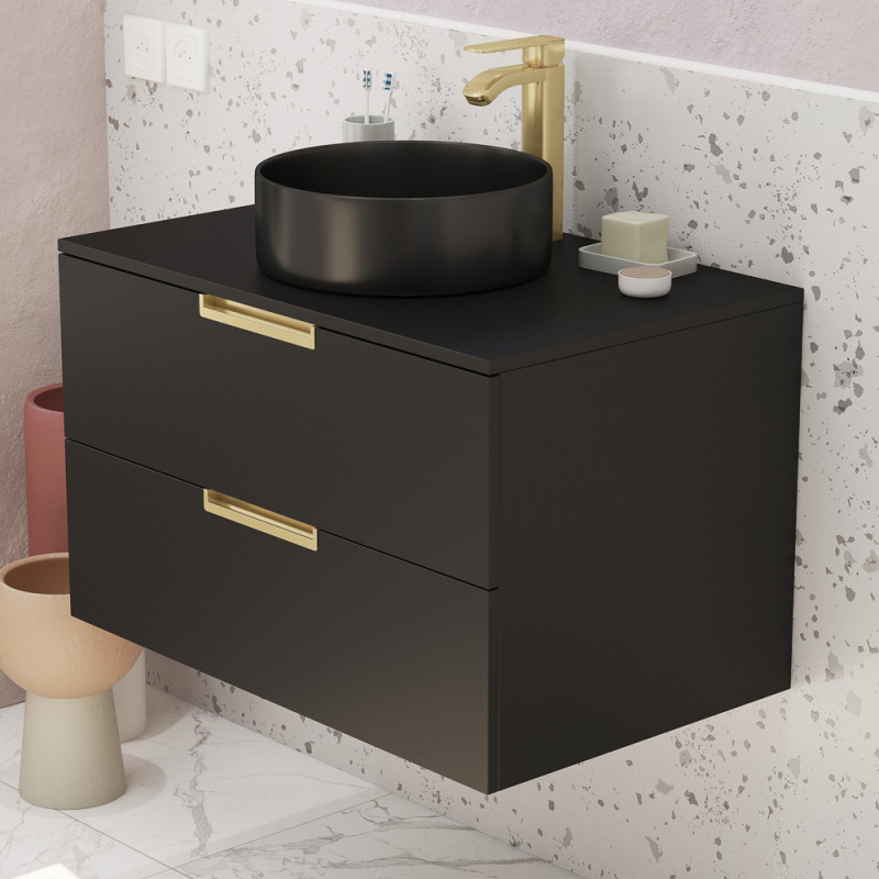 Meuble sous-plan Lofty noir et or 80 cm AURLANE