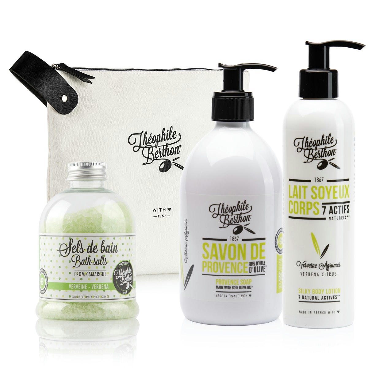 ESCALE - Trousse verveine citron avec savon et sels de bain et lait corps