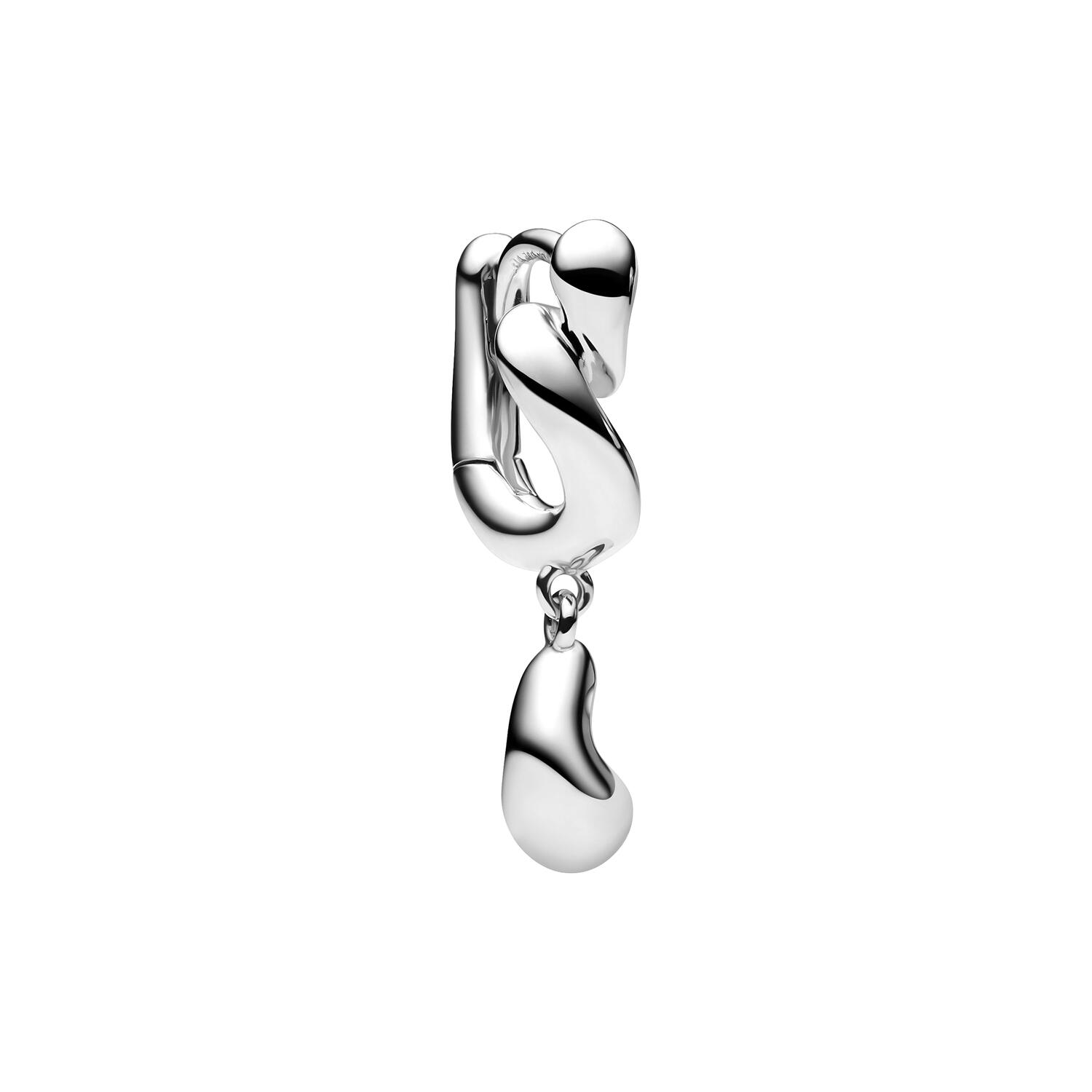 Whirl Drop Huggie Left, silver