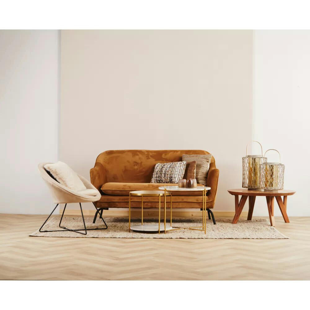 GARBO - Fauteuil en velours beige