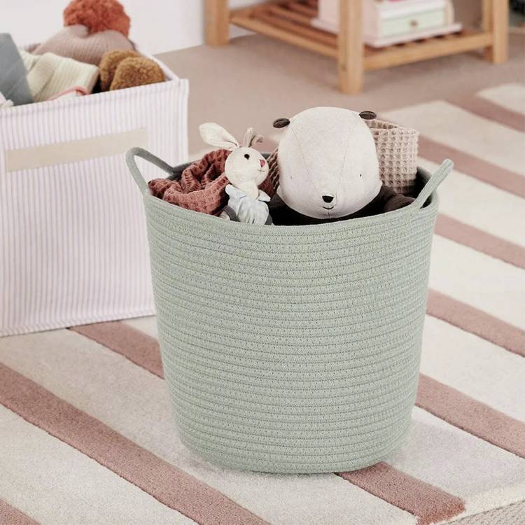 Great Little Trading Company Rope Storage Basket-Sage Green