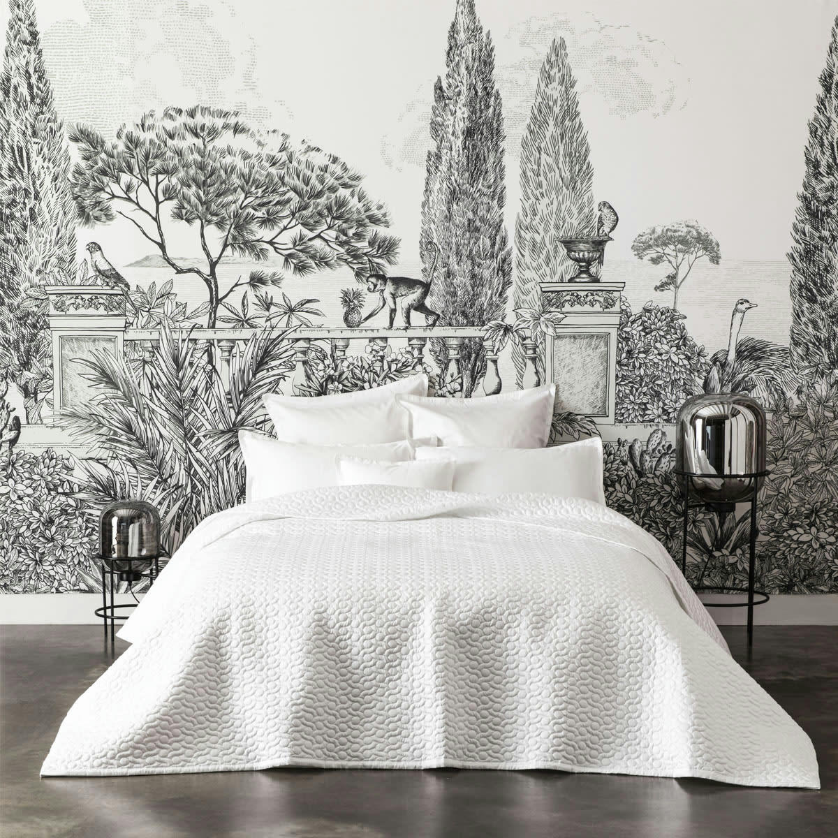 POESIE - Couvre lit en satin de coton bio blanc 260x240