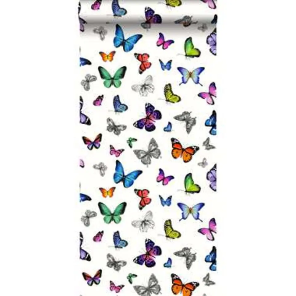 ESTAhome behang - vlinders - multicolor - 53 cm x 10,05 m