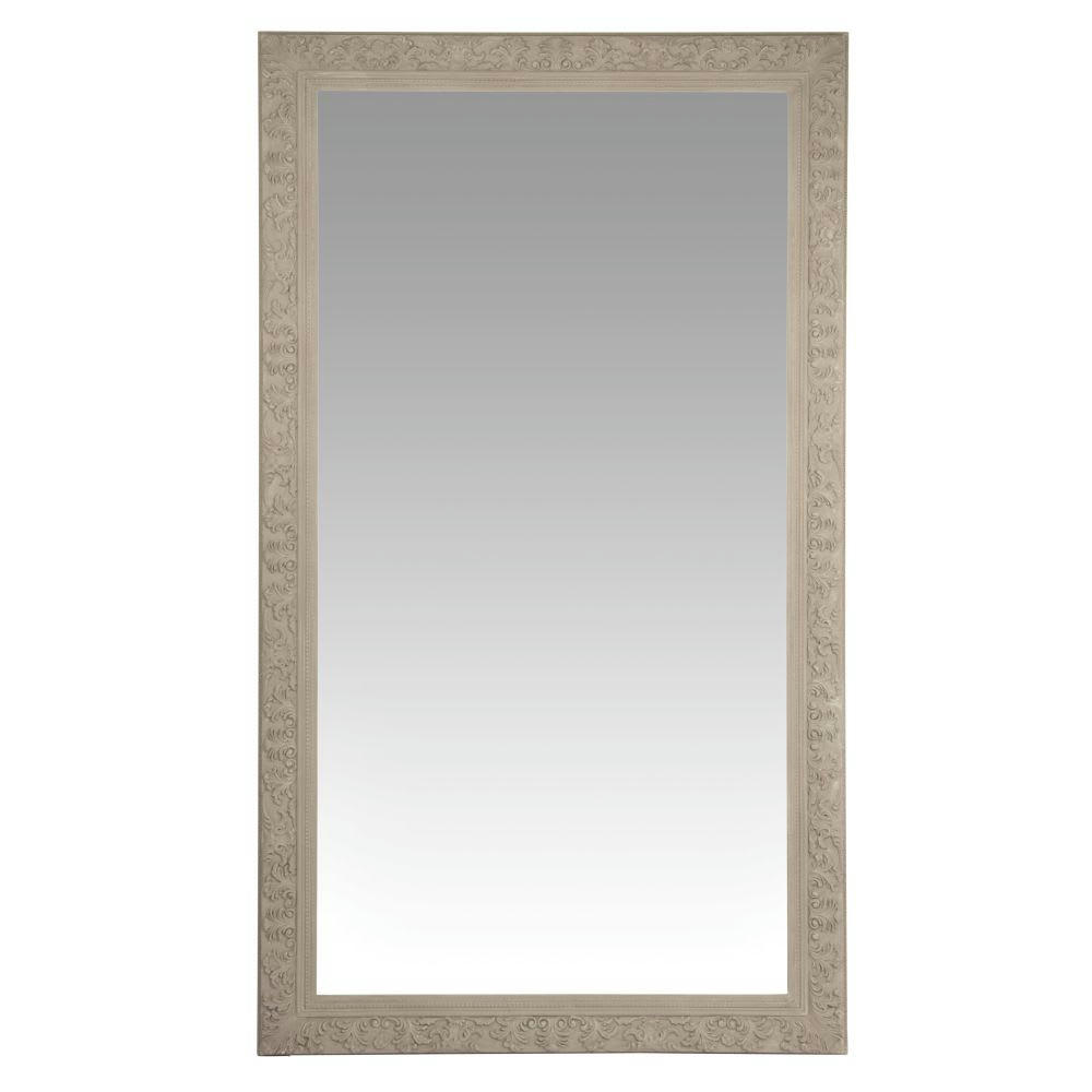 ALIENOR - Grand miroir rectangulaire à moulures beige 120x210