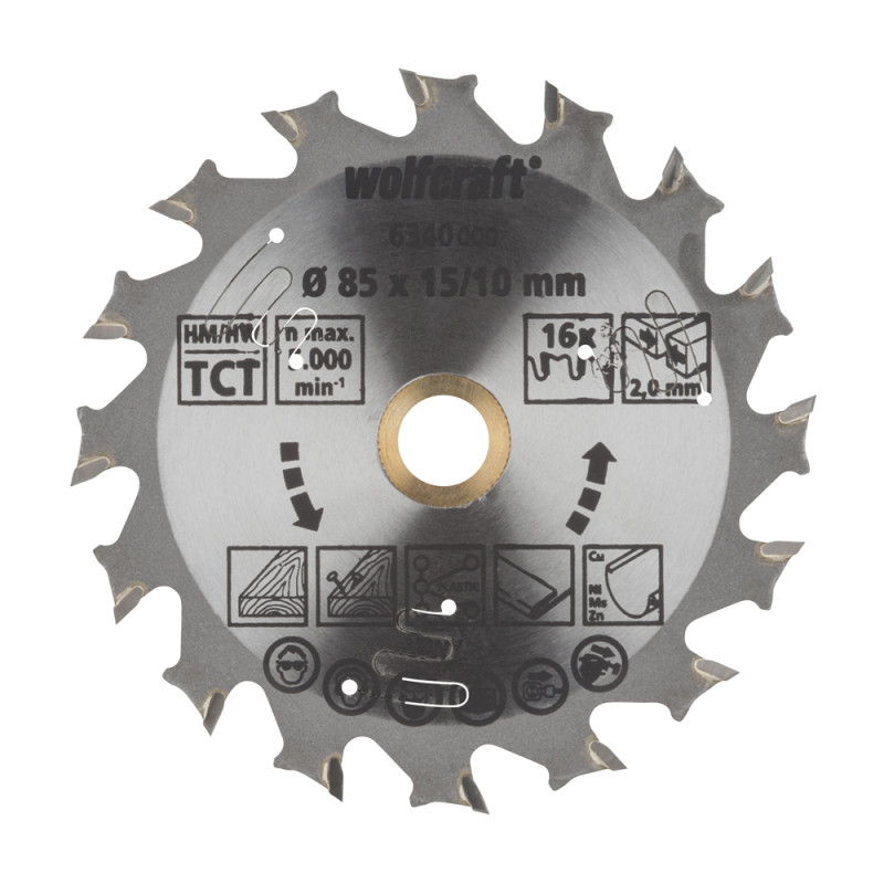 Lame de scie circulaire CT 16 dents Ø 85 x 10/15 x 1,5 mm WOLFCRAFT