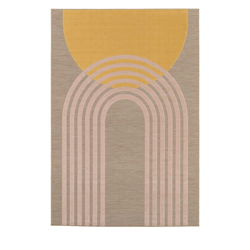 TULI - Tapis contemporain à motif géométrique jaune moutarde 120x170 cm