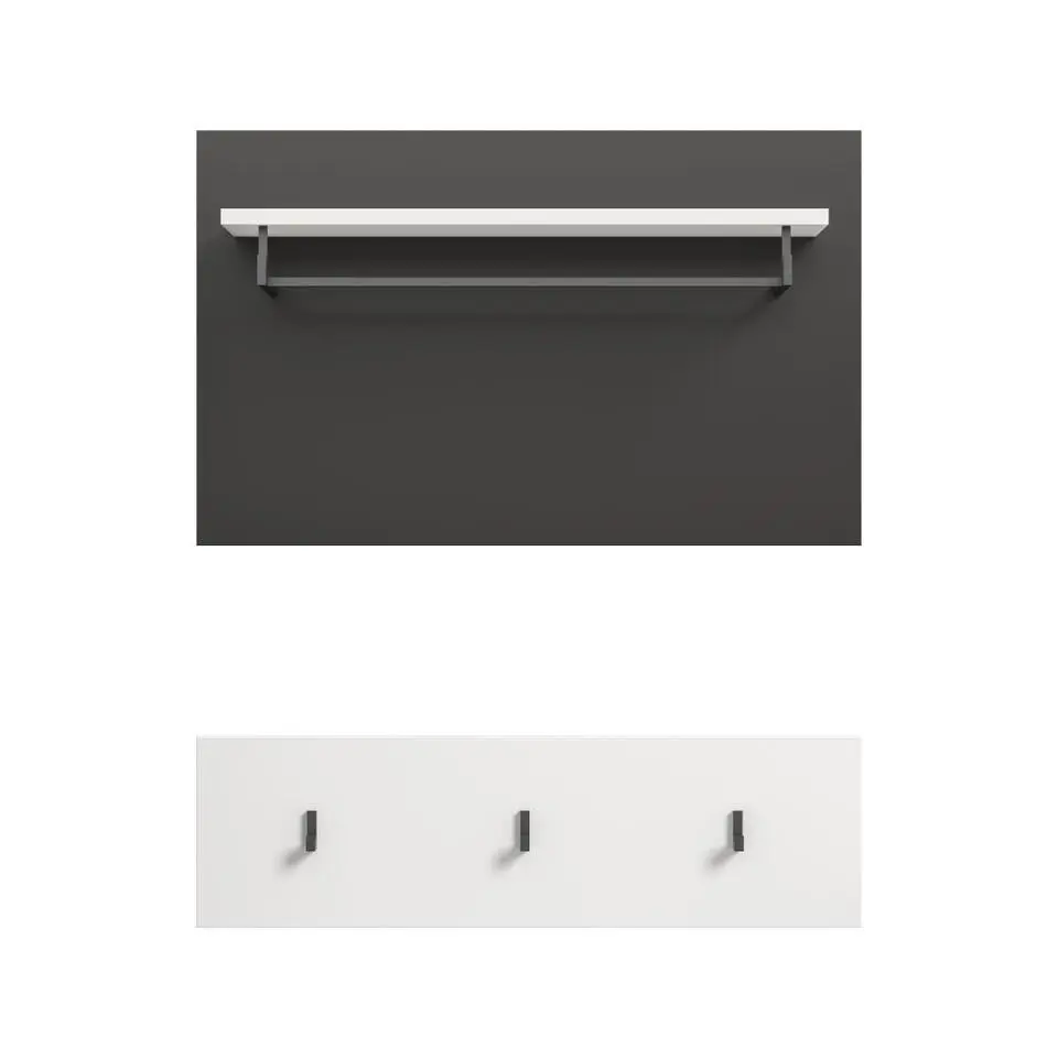 Hioshop Canu kapstok 3 haken wit- grijs