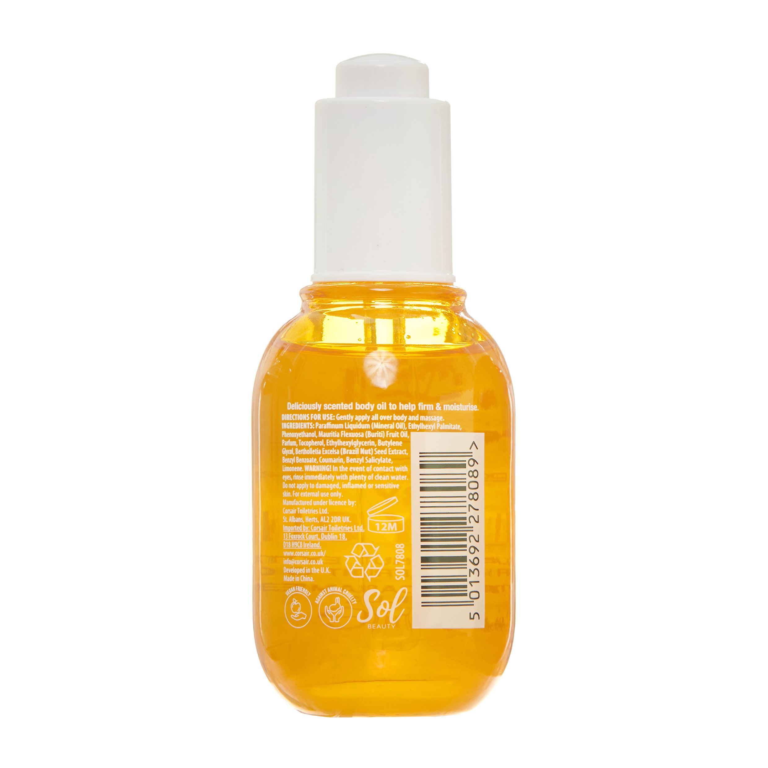 SOL Beauty Dry Body Oil Caramel Vanilla Scent Brazil Nut Extract Buriti 45ml