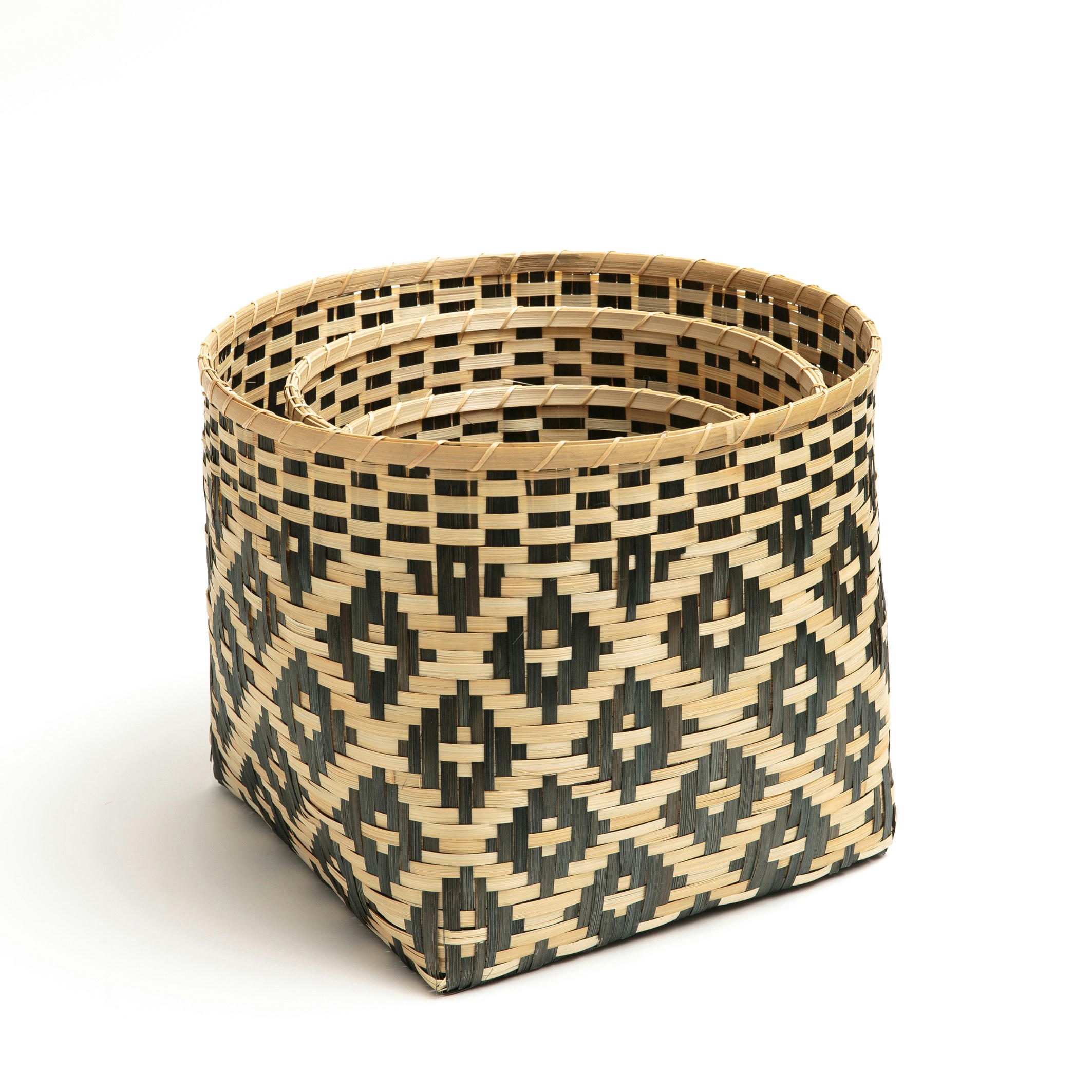 Lot de 3 paniers en bambou tressé, Chicasaw