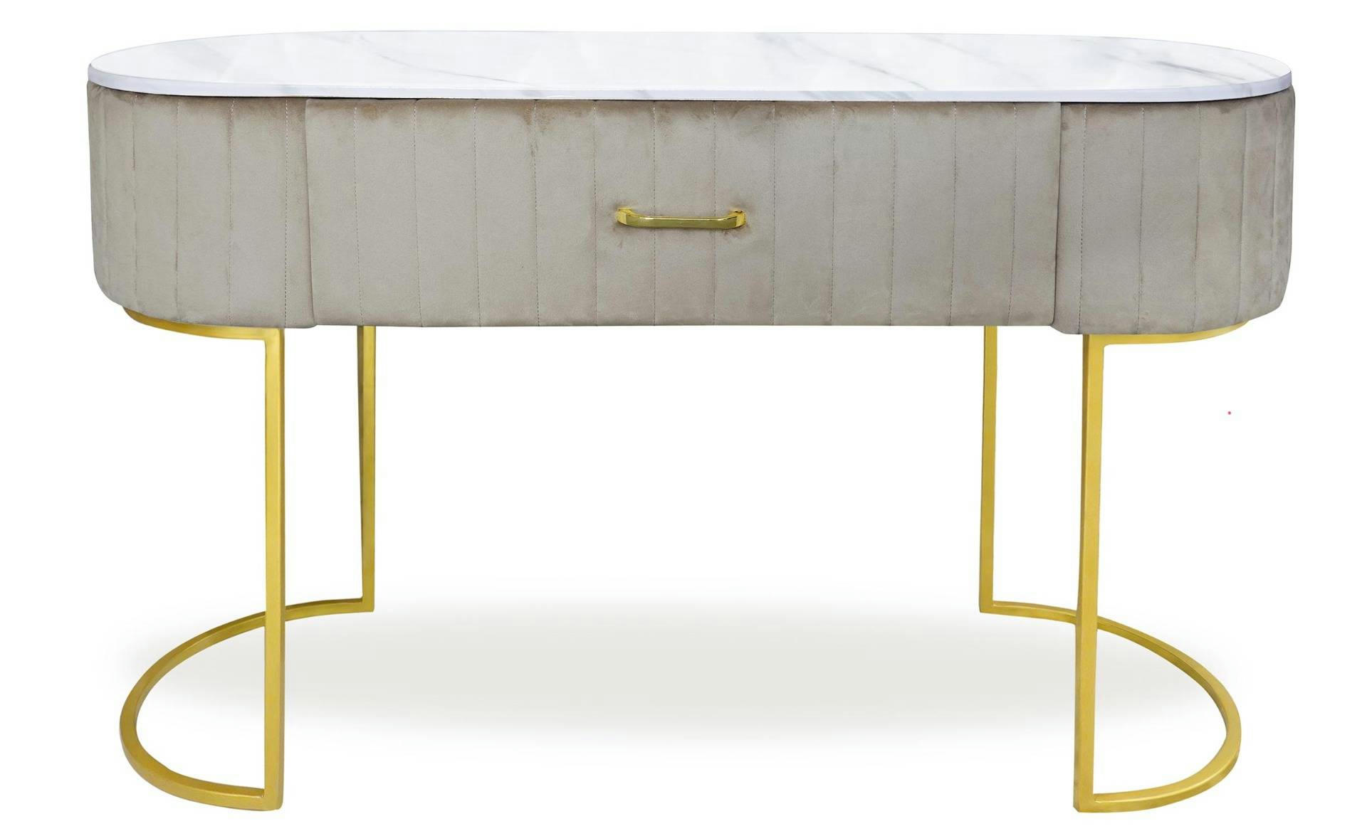 PALOMA - Coiffeuse 1 tiroir velours taupe