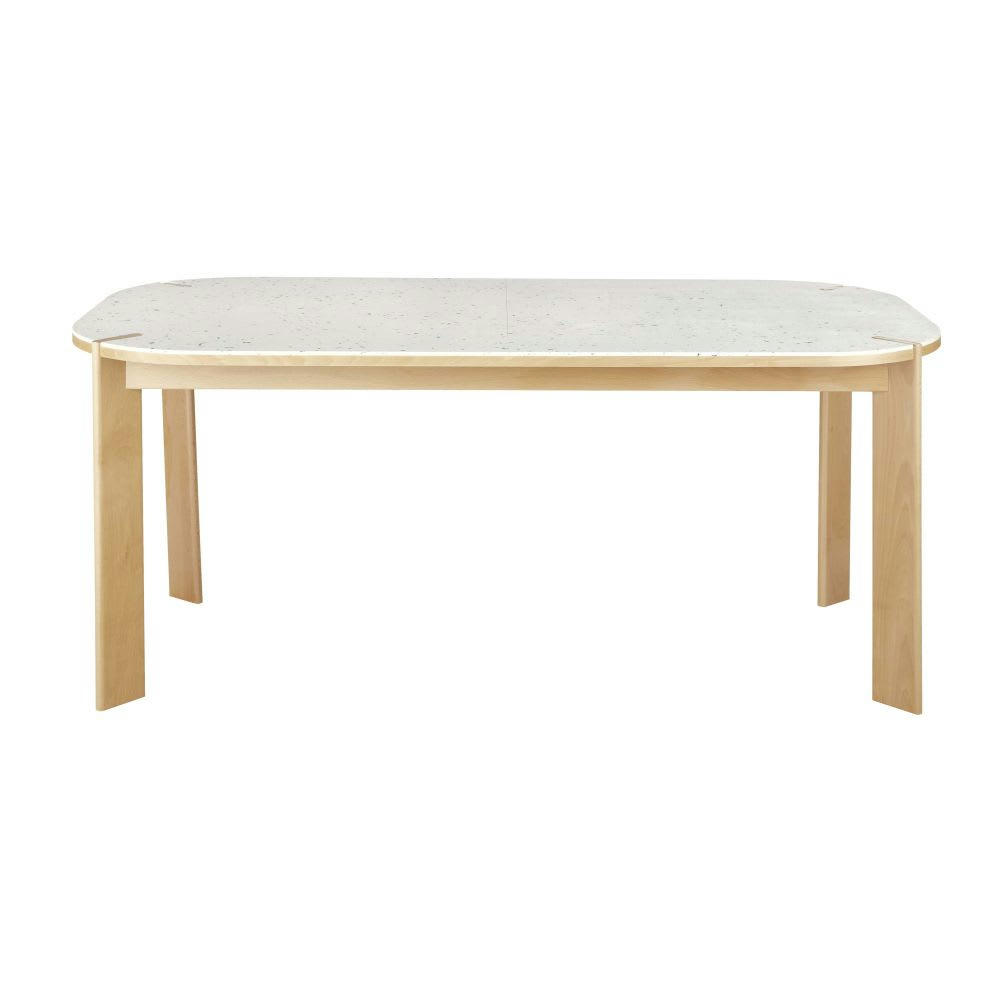 Callais Business - Table à manger professionnelle en plastique recyclé Le Pavé® effet terrazzo 6/8 personnes L180