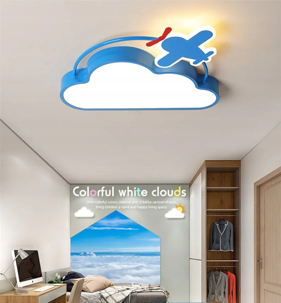 Lampa Sufitowa Dziecięca Żyrandol LED Chmurka Samolot