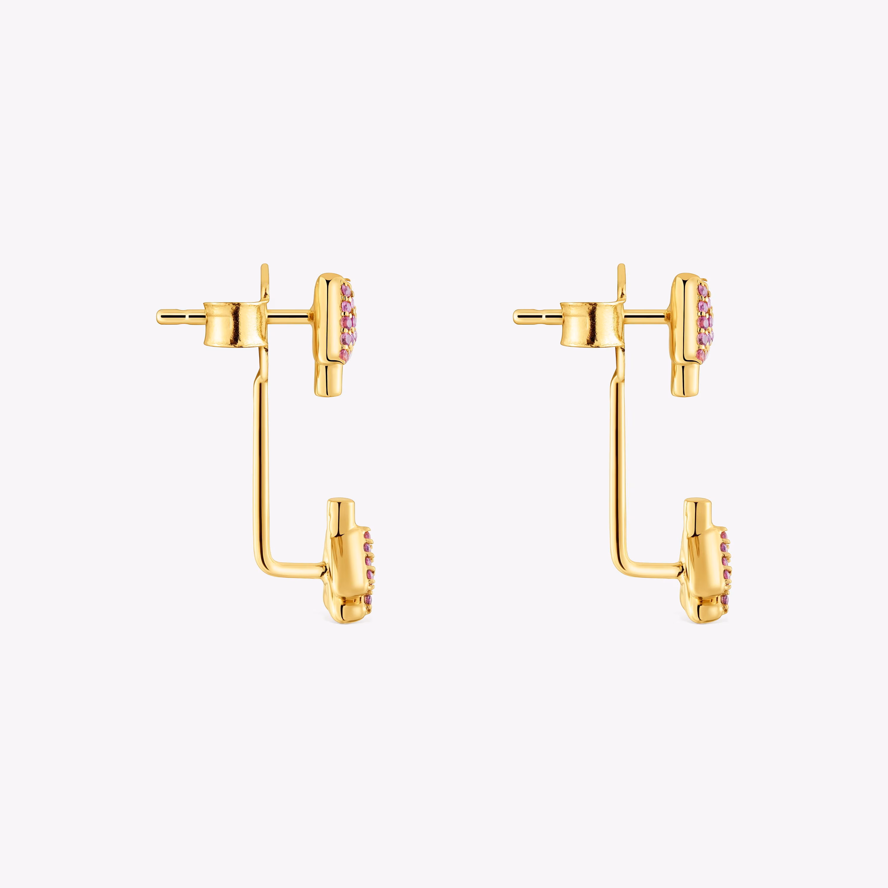 Pendientes con baño de oro 18 kt sobre plata y rodolitas TOUS Flechazo