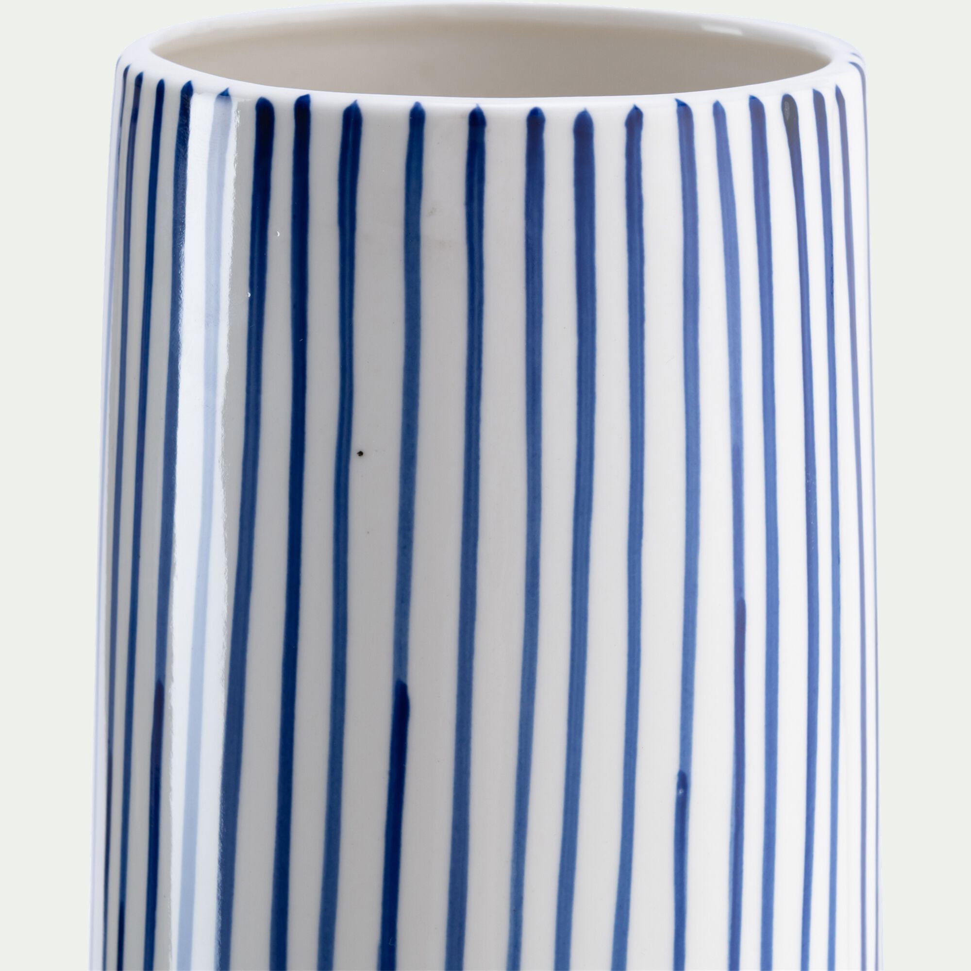 CADAS - Vase tube en grès H27,5cm - bleu et blanc
