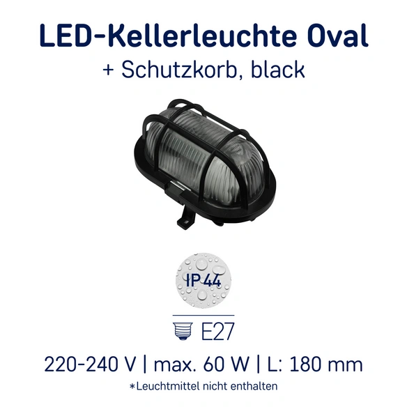Wand-/Deckenleuchte, 15 W, mit Schutzkorb