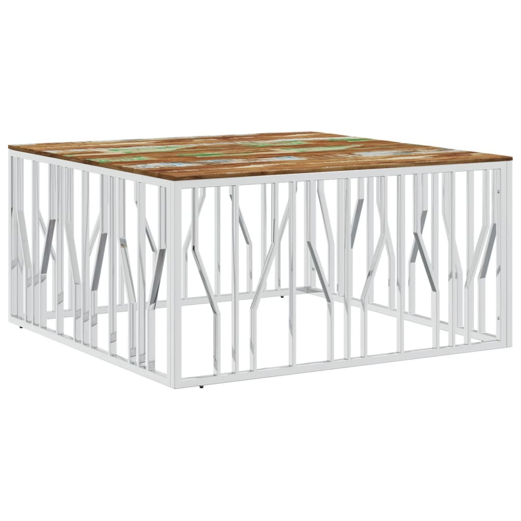 Stolik Kawowy Ława Stół Srebrny 100x100x50 Do Salonu Do Pokoju