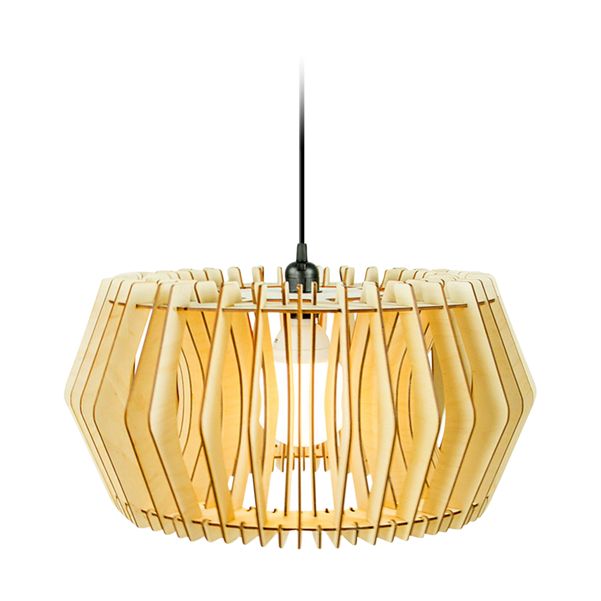 Bomerango Caeser S houten hanglamp small - met koordset zwart - Ø 43 cm