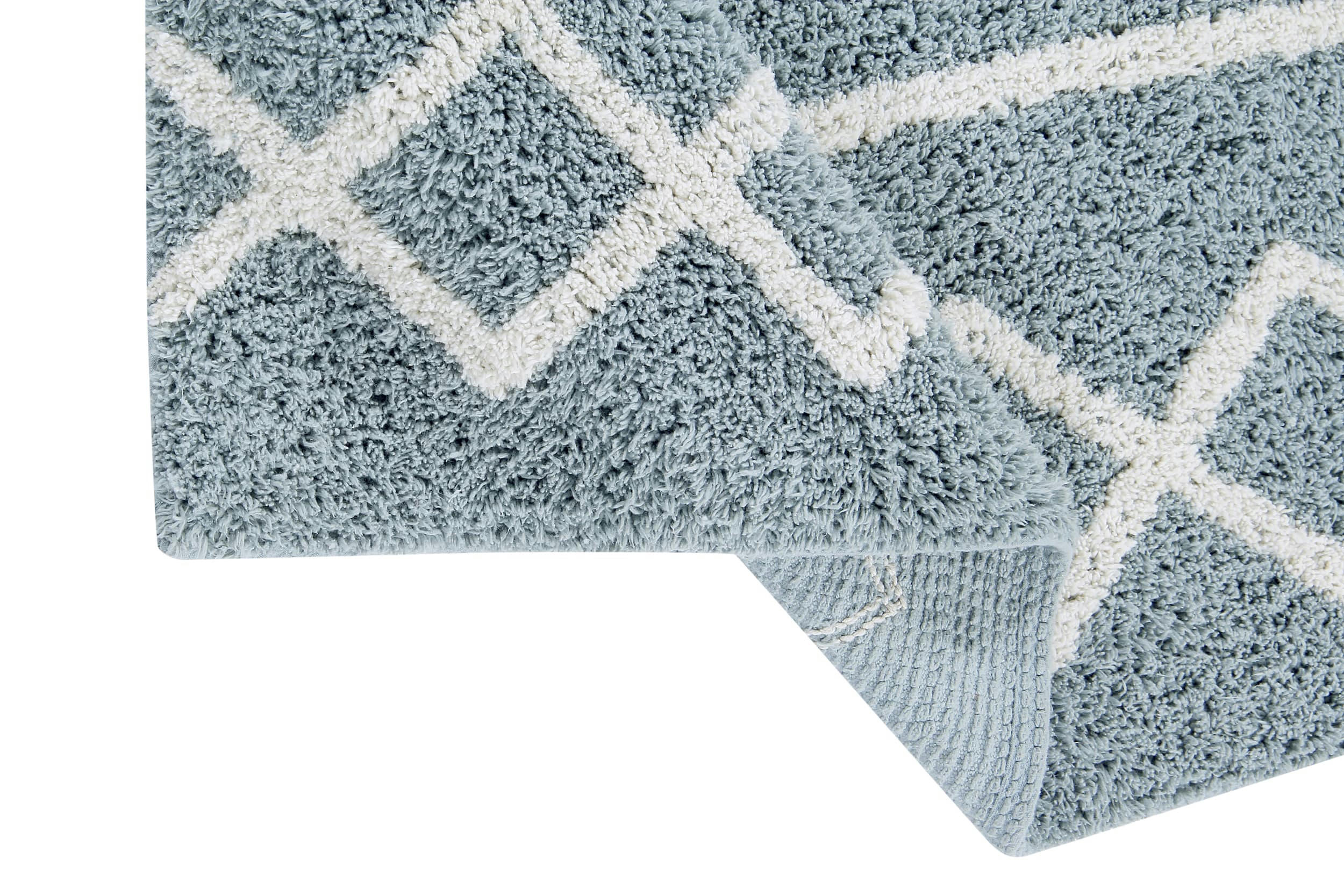 OASIS - Tapis coton lavable vintage bleu 120x160cm