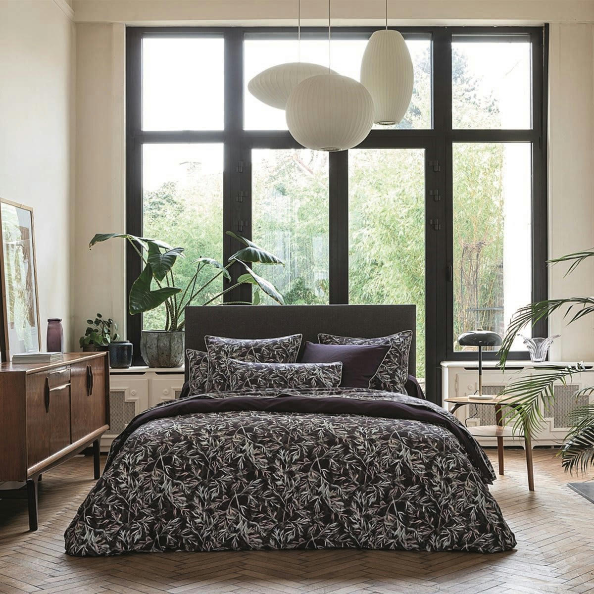 FOREST - Housse de couette satin bleu foncé 140x200 cm