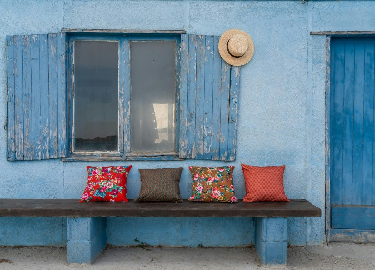 HANOÏ - Housse de coussin extérieur graphique bronze 45x45