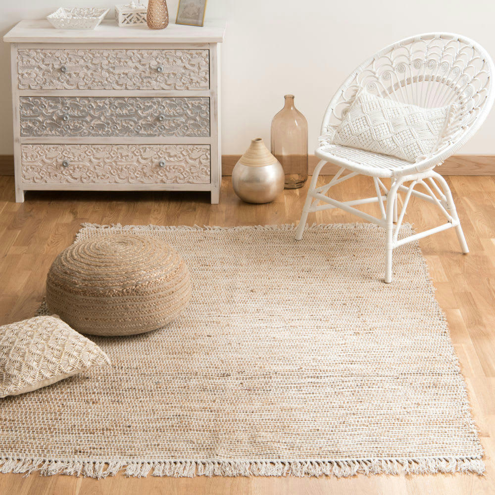 LODGE - Grand tapis en jute et coton recyclé tissés 200x300
