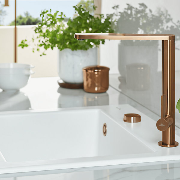 Bouton pour mécanisme 1 cuve, VILLEROY &BOCH en acier inoxydable finition bronze