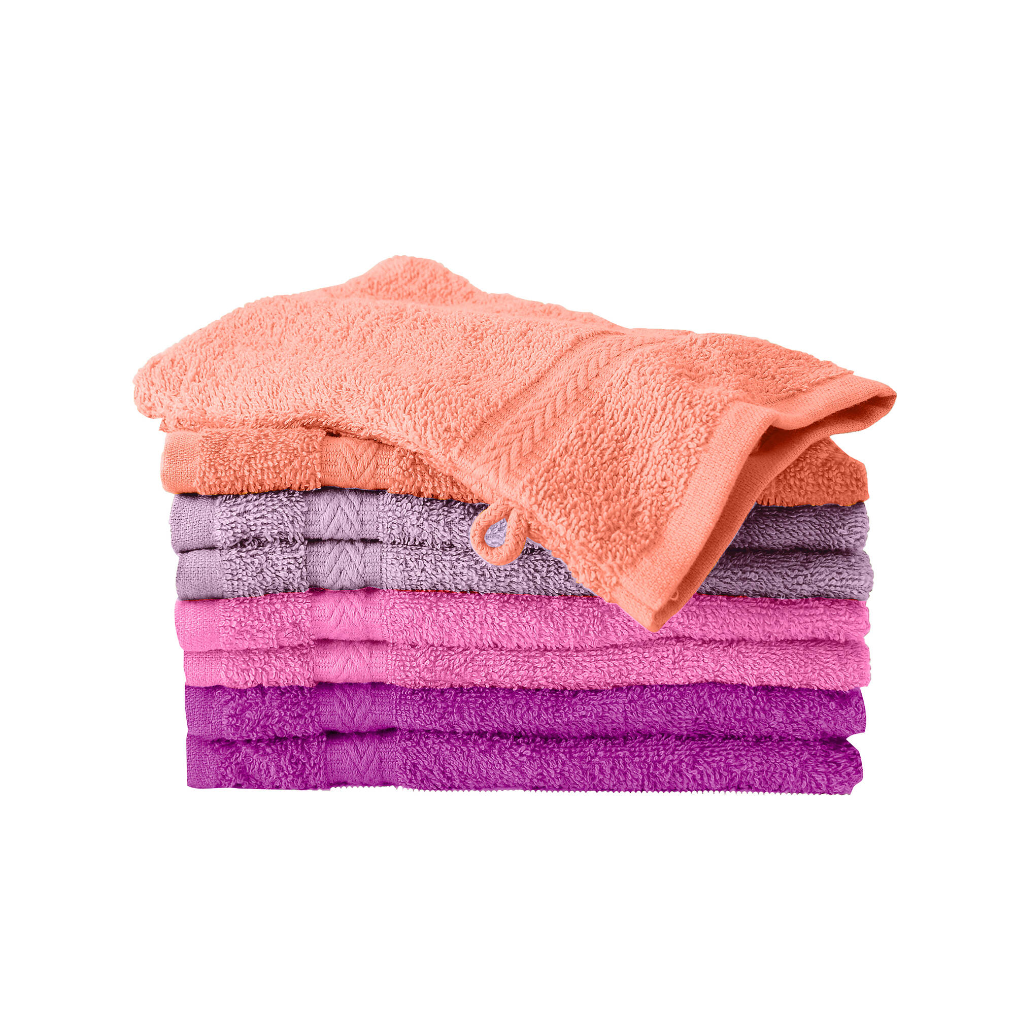 Gant de toilette cama&iuml;eu parme - lot de 8