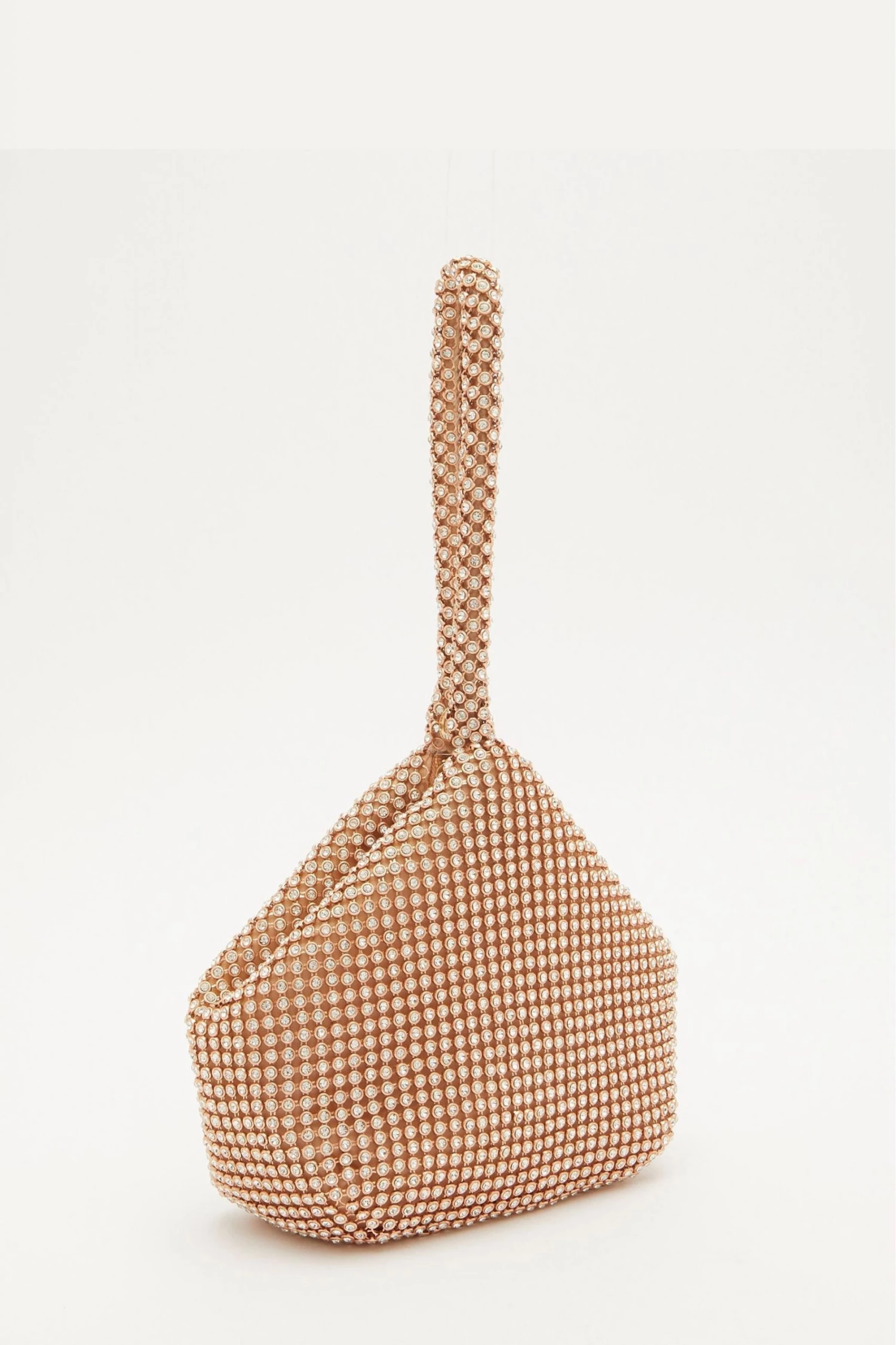 Quiz Gold Diamante Handle Pouch Bag