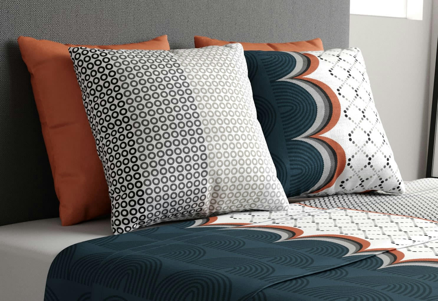 ANTAN - Parure de drap coton gris 180x290 cm