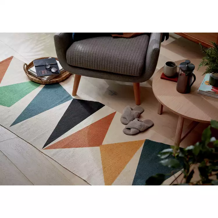 Habitat Tate Geometric Cotton Flatweave Rug - 70x200cm