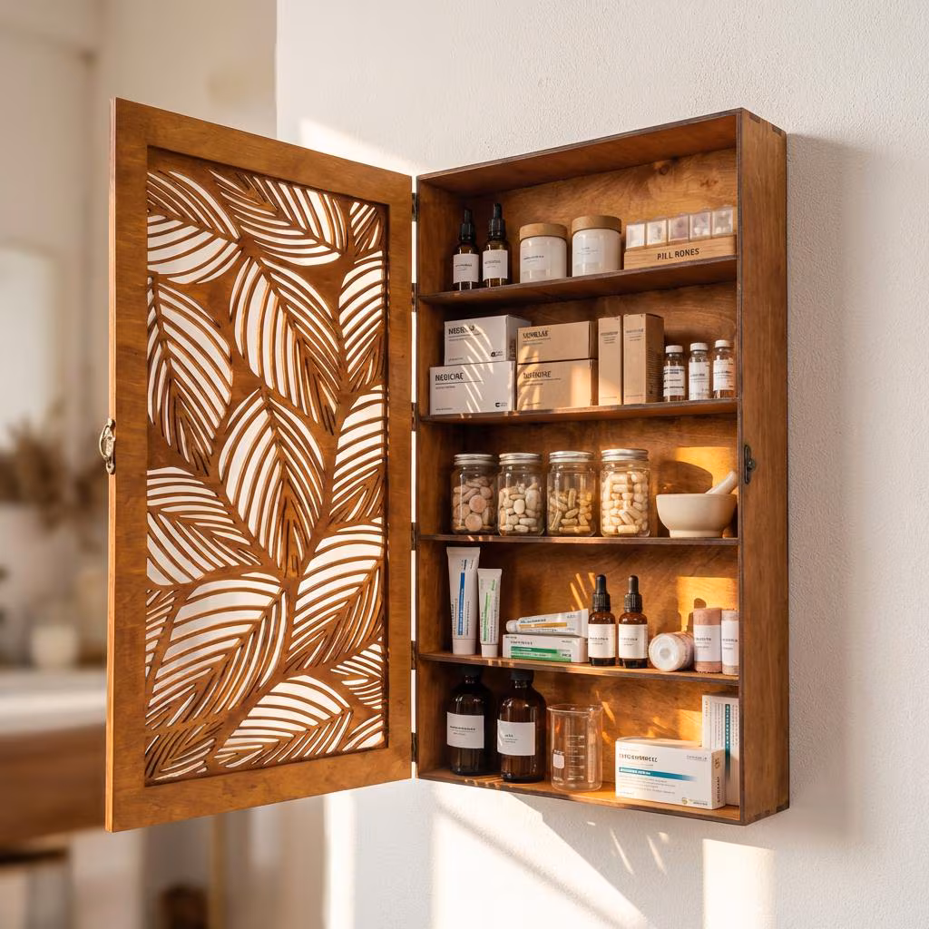 Wooden Bathroom Wall Cabinet, Wall Mounted Medicine Cabinet, Rustic Bathroom Storage Cabinet,Wall Cabinet With Door,Carved Wood Wall Cabinet