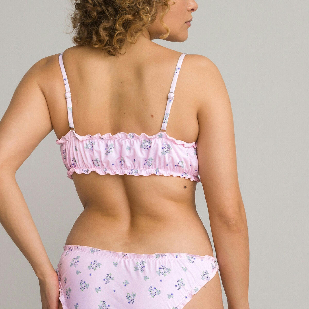 Haut de maillot de bain brassière, bords volantés