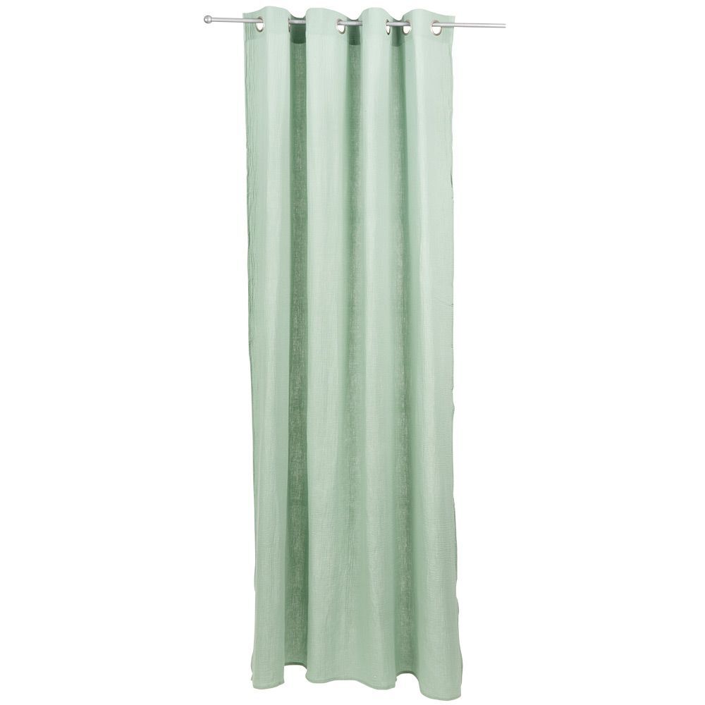 Rideau à oeillets gaze de coton vert uni 135xL240cm