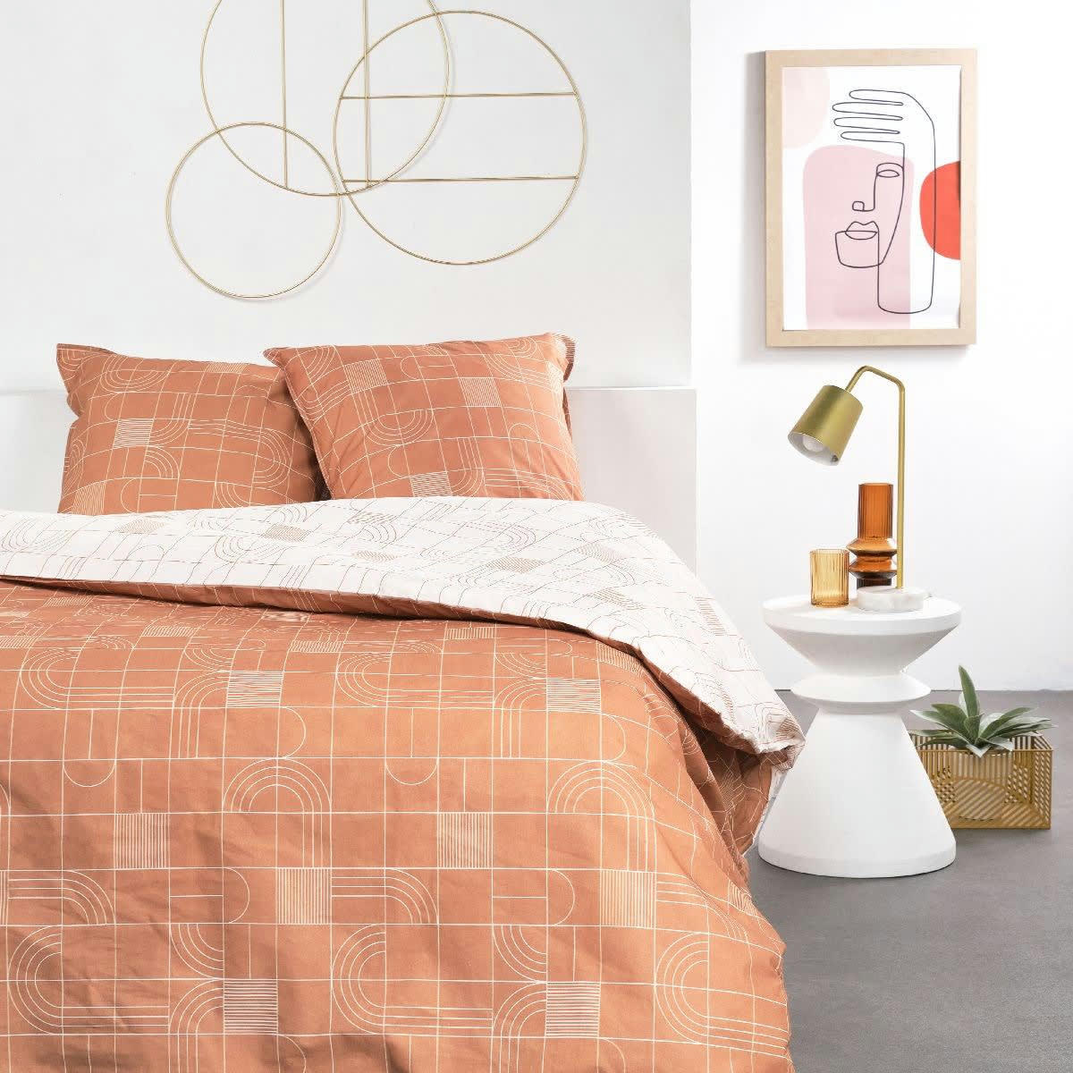- Parure de lit en Coton Orange 240x220 cm