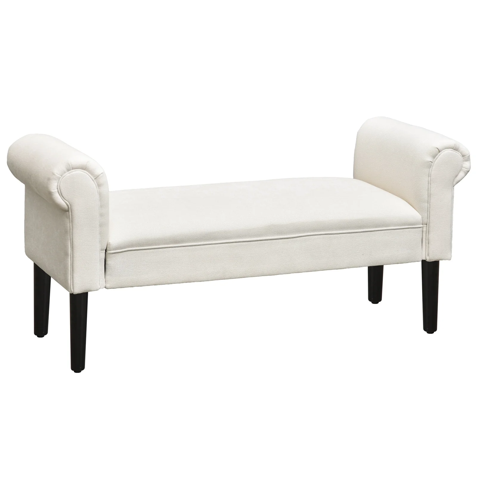 HomCom Linen Upholstered Vanity Accent Ottoman Bench With Armrests - 18*52*23