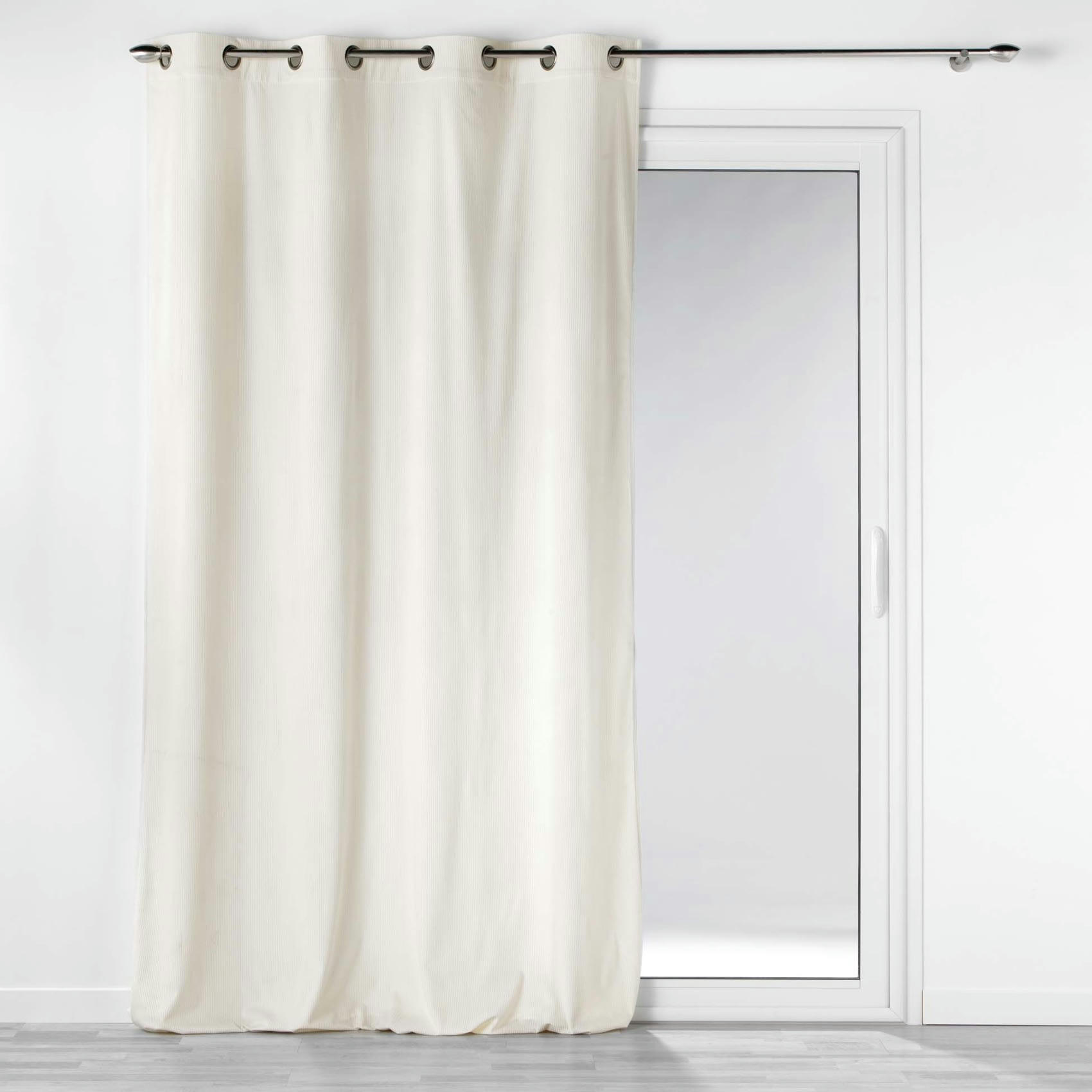 - Rideau tamisant uni en velours côtelé naturel 140x260 cm