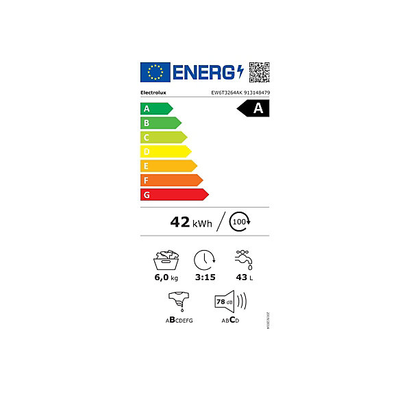 Lave-linge top 6kg 1200 tours/min Electrolux EW6T3264AK