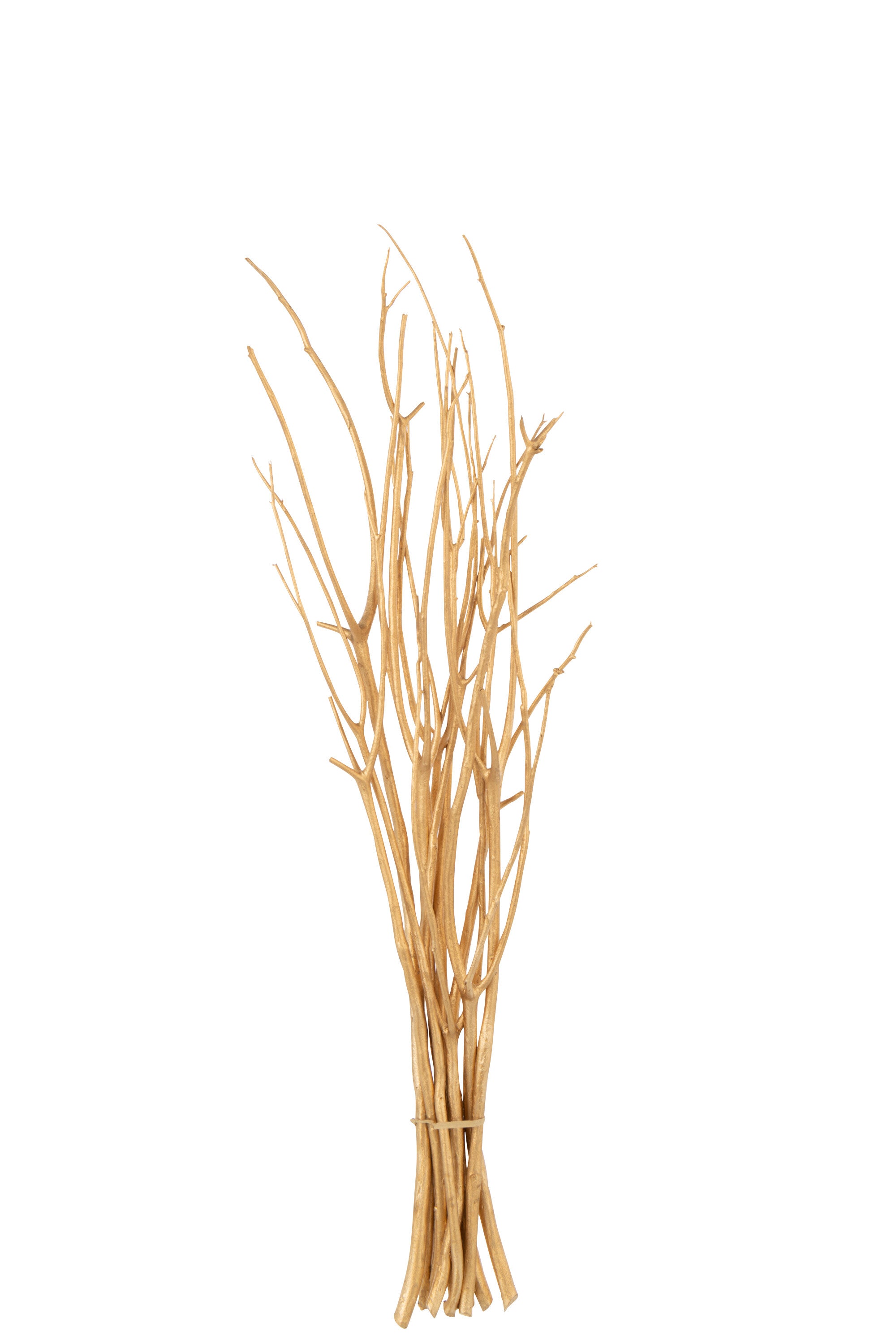 J-Line decoratie tak droogbloemen - riet - goud - small - 3 stuks