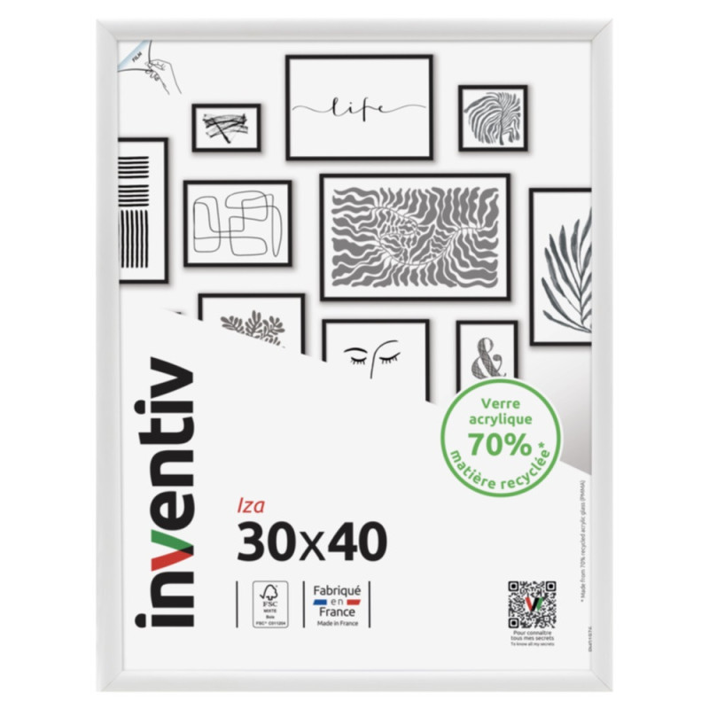 Cadre Iza blanc 30 x 40 cm INVENTIV