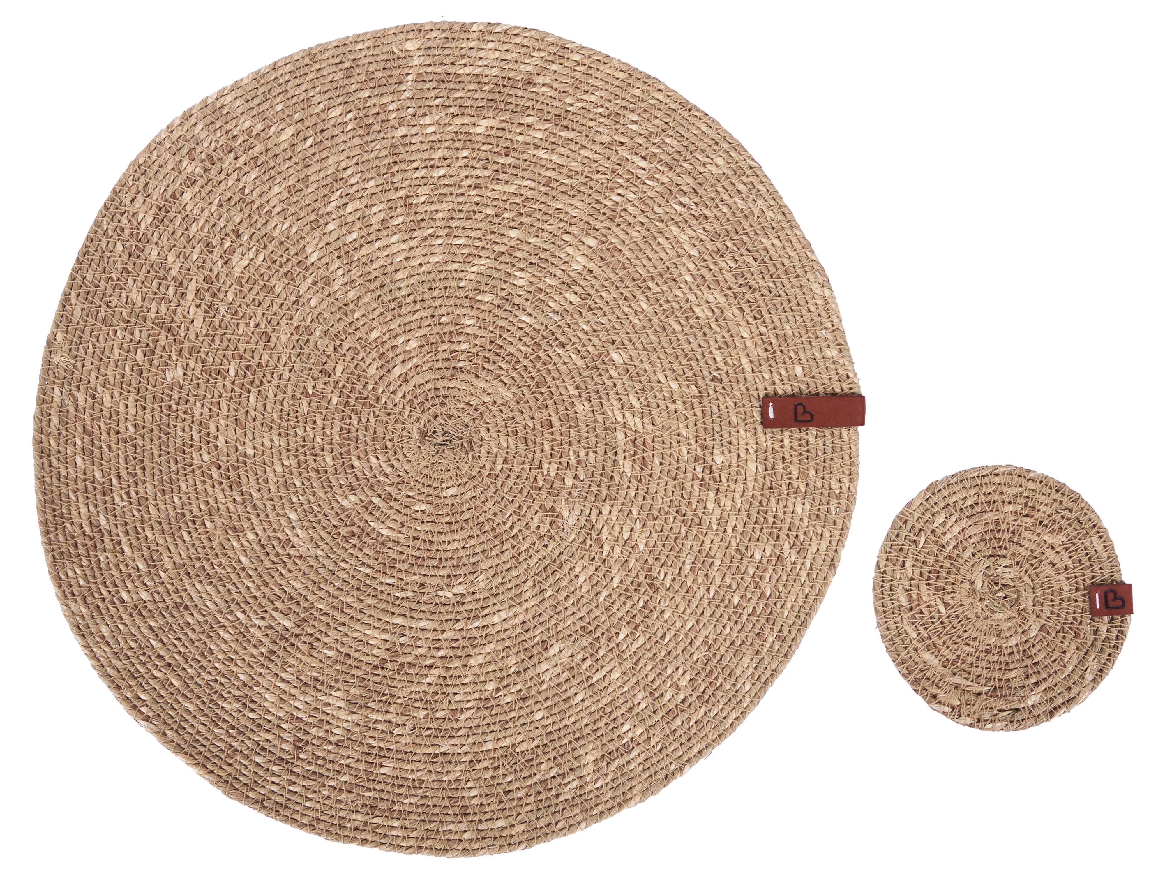 12 Piece Placemats and Coasters Set KUNZEA Seagrass Natural
