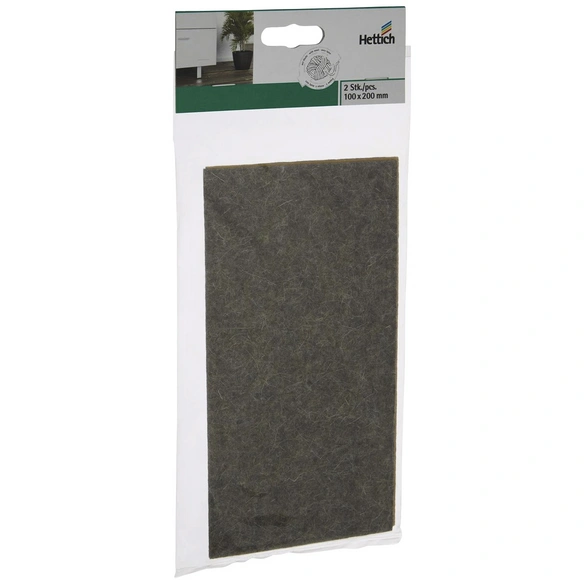 Wollfilzzuschnitt, rechteckig, Selbstklebend, grau, 100 x 3 x 200 mm